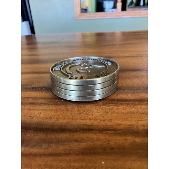 4 Vintage Ducks Unlimited Brass Coasters Mallard Ducks 3 1/4" Round Cork Backed - Picture 11 of 13